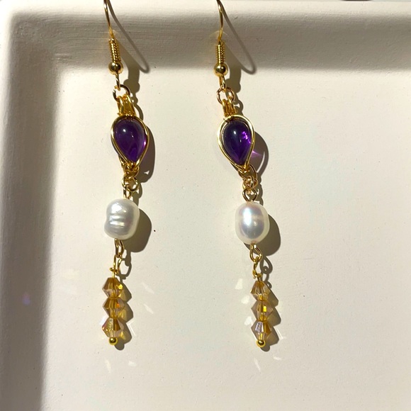 Jewelry - Handcrafted jewelry crystal pearls earrings gift for her